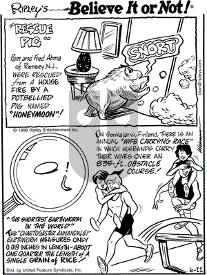 Ripley's Believe It or Not on Thursday June 11, 1998 Comic Strip
