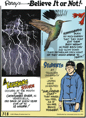 Ripley's Believe It or Not on Thursday July 18, 2013 Comic Strip
