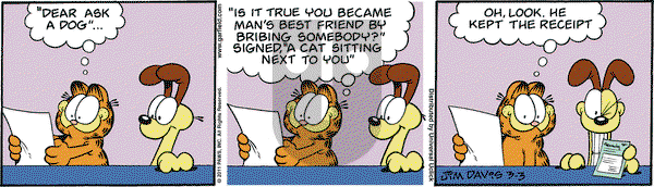 Garfield on Thursday March 3, 2011 Comic Strip
