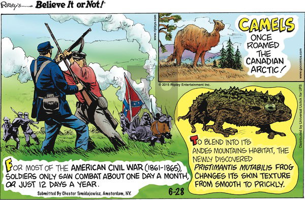 Ripley's Believe It or Not on Sunday June 28, 2015 Comic Strip
