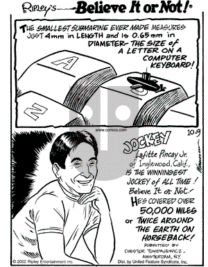 Ripley's Believe It or Not on Wednesday October 9, 2002 Comic Strip