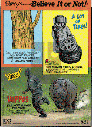 Ripley's Believe It or Not on Saturday September 21, 2019 Comic Strip