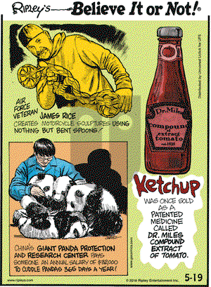 Ripley's Believe It or Not on Thursday May 19, 2016 Comic Strip