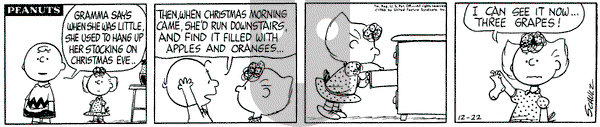 Peanuts on Thursday December 22, 1966 Comic Strip