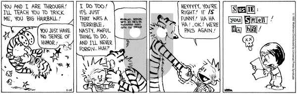 Calvin and Hobbes on Saturday November 14, 1992 Comic Strip