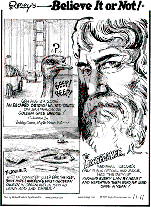 Ripley's Believe It or Not - Friday November 11, 2005 Comic Strip