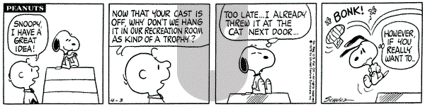 Peanuts on Saturday April 3, 1976 Comic Strip