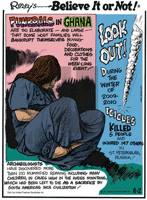 Ripley's Believe It or Not on Wednesday June 2, 2010 Comic Strip