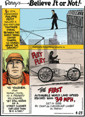 Ripley's Believe It or Not on Thursday April 25, 2013 Comic Strip
