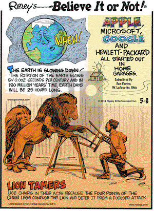 Ripley's Believe It or Not on Thursday May 8, 2014 Comic Strip
