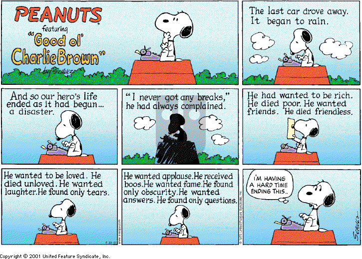 Peanuts - Sunday September 30, 2001 Comic Strip