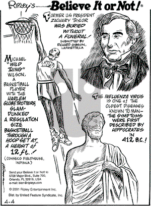 Ripley's Believe It or Not on Wednesday April 4, 2001 Comic Strip