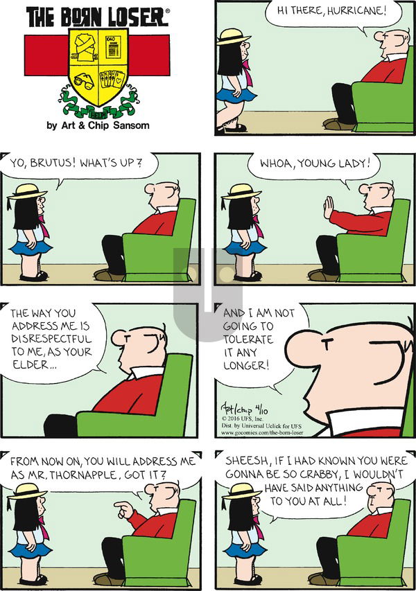 The Born Loser on Sunday April 10, 2016 Comic Strip