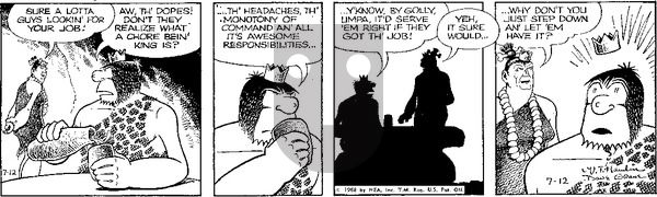 Alley Oop on Friday July 12, 1968 Comic Strip