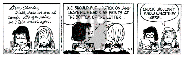 Peanuts on Tuesday July 2, 1991 Comic Strip