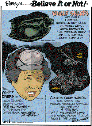 Ripley's Believe It or Not on Saturday February 18, 2012 Comic Strip