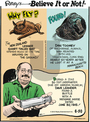 Ripley's Believe It or Not on Tuesday June 30, 2015 Comic Strip