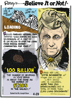 Ripley's Believe It or Not on Thursday April 29, 2010 Comic Strip