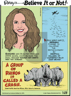 Ripley's Believe It or Not on Monday January 25, 2021 Comic Strip