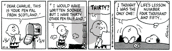 Peanuts - Thursday October 6, 1994 Comic Strip