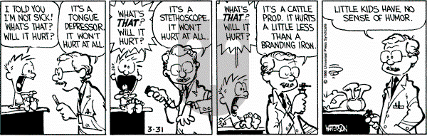 Calvin and Hobbes on Monday March 31, 1986 Comic Strip