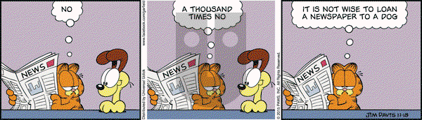 Garfield on Wednesday November 18, 2015 Comic Strip