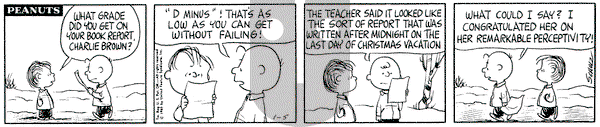 Peanuts on Tuesday January 5, 1965 Comic Strip