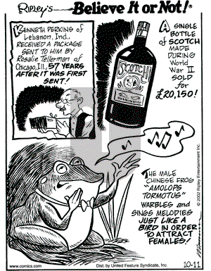 Ripley's Believe It or Not on Friday October 11, 2002 Comic Strip