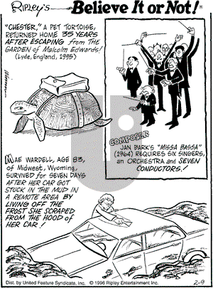 Ripley's Believe It or Not on Friday February 9, 1996 Comic Strip