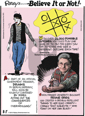 Ripley's Believe It or Not on Friday August 7, 2015 Comic Strip