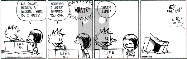 Calvin and Hobbes on Wednesday August 25, 1993 Comic Strip
