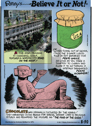 Ripley's Believe It or Not on Wednesday August 30, 2017 Comic Strip