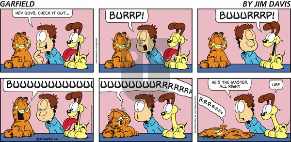Garfield on Sunday January 4, 2015 Comic Strip