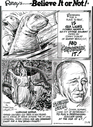 Ripley's Believe It or Not on Monday November 14, 2005 Comic Strip