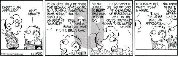 FoxTrot on Thursday February 7, 1991 Comic Strip