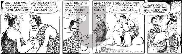 Alley Oop on Saturday July 13, 1968 Comic Strip