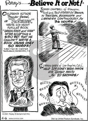 Ripley's Believe It or Not on Friday April 6, 2001 Comic Strip