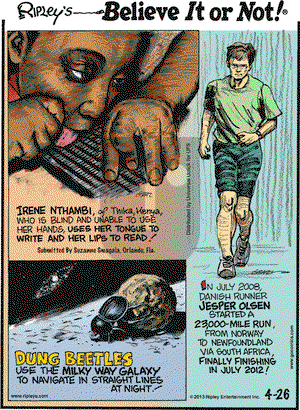Ripley's Believe It or Not on Friday April 26, 2013 Comic Strip