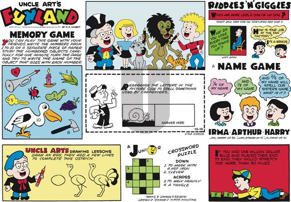 Uncle Art's Funland on Sunday October 16, 2022 Comic Strip