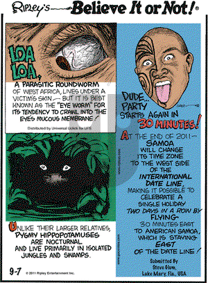 Ripley's Believe It or Not on Wednesday September 7, 2011 Comic Strip