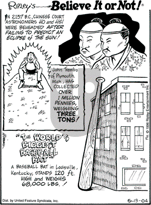 Ripley's Believe It or Not on Thursday May 13, 2004 Comic Strip