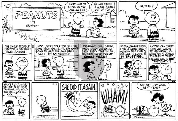 Peanuts on Sunday October 4, 1959 Comic Strip