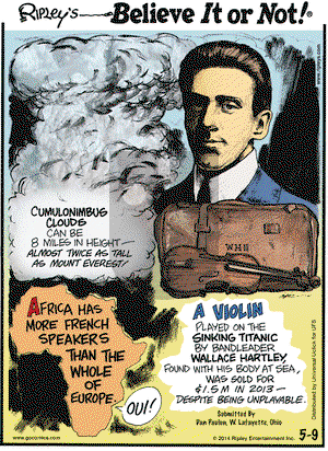 Ripley's Believe It or Not on Friday May 9, 2014 Comic Strip
