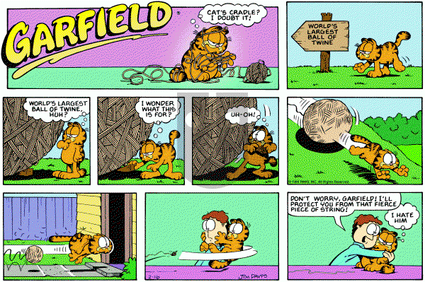 Garfield on Sunday February 16, 1986 Comic Strip
