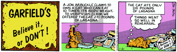 Garfield - Tuesday January 21, 1986 Comic Strip