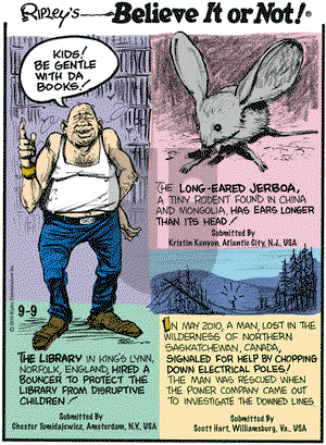 Ripley's Believe It or Not on Thursday September 9, 2010 Comic Strip
