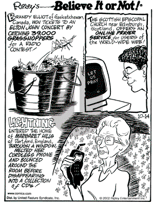 Ripley's Believe It or Not on Monday October 14, 2002 Comic Strip