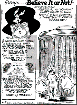 Ripley's Believe It or Not on Saturday April 7, 2001 Comic Strip