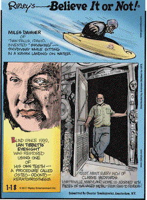 Ripley's Believe It or Not on Wednesday January 18, 2017 Comic Strip