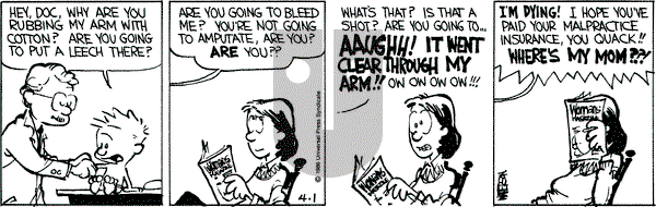 Calvin and Hobbes on Tuesday April 1, 1986 Comic Strip